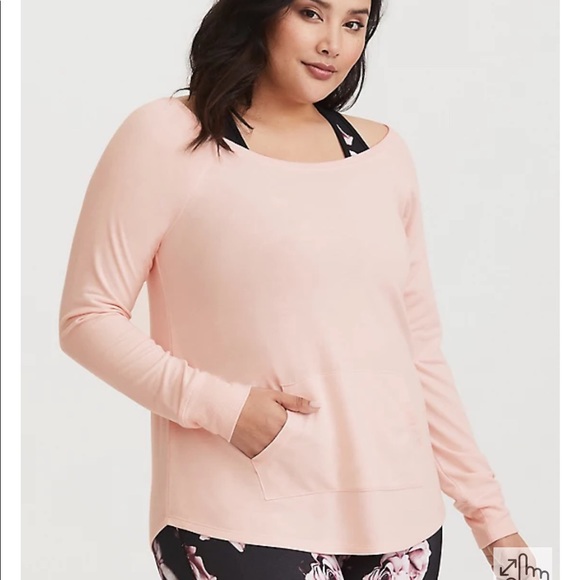 torrid Sweaters - Torrid Pink French Terry Active Pullover
